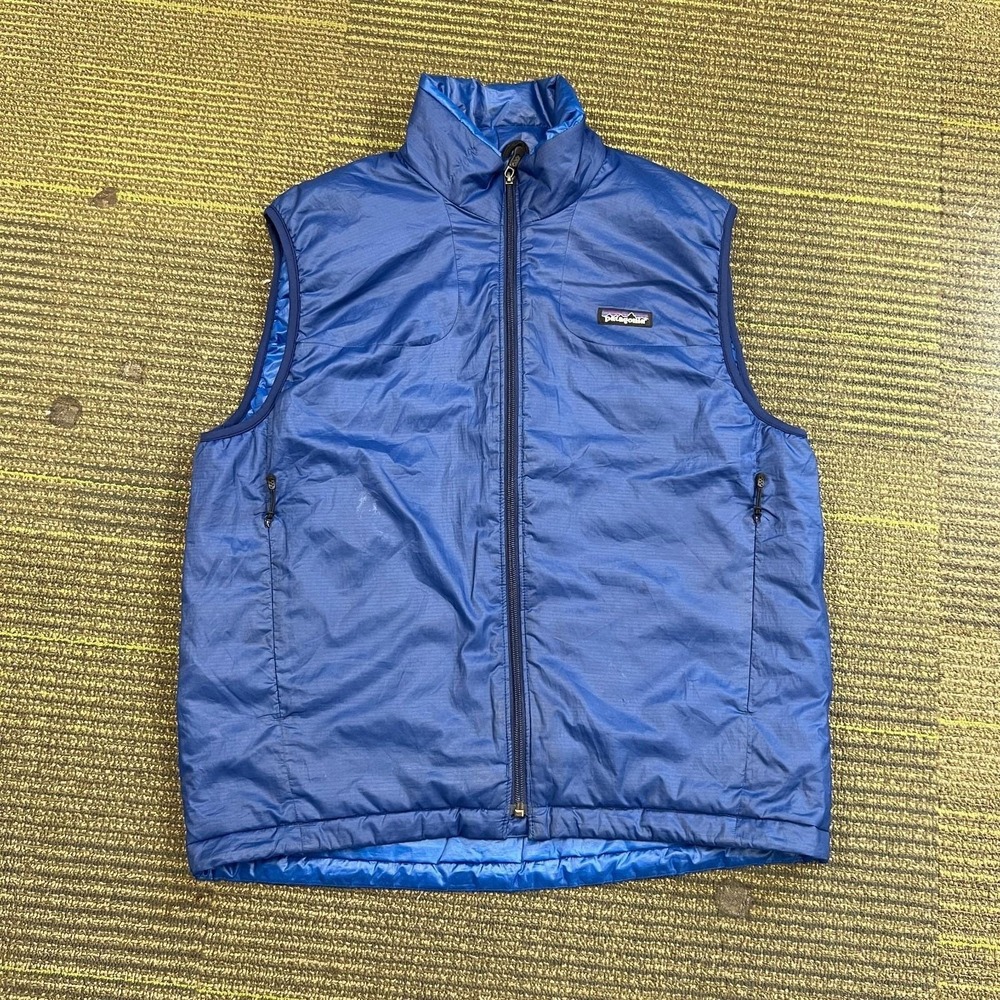 Vintage Patagonia Micro Puff Vest Mens Medium Blue 2000s Y2K Zip Up